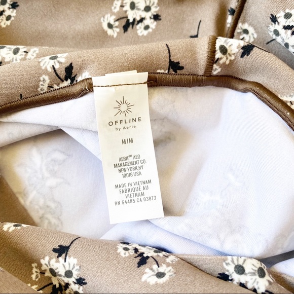 AERIE Offline Real Me 7/8 Crossover Floral Leggings Brown Medium NEW NWOT - Picture 4 of 8